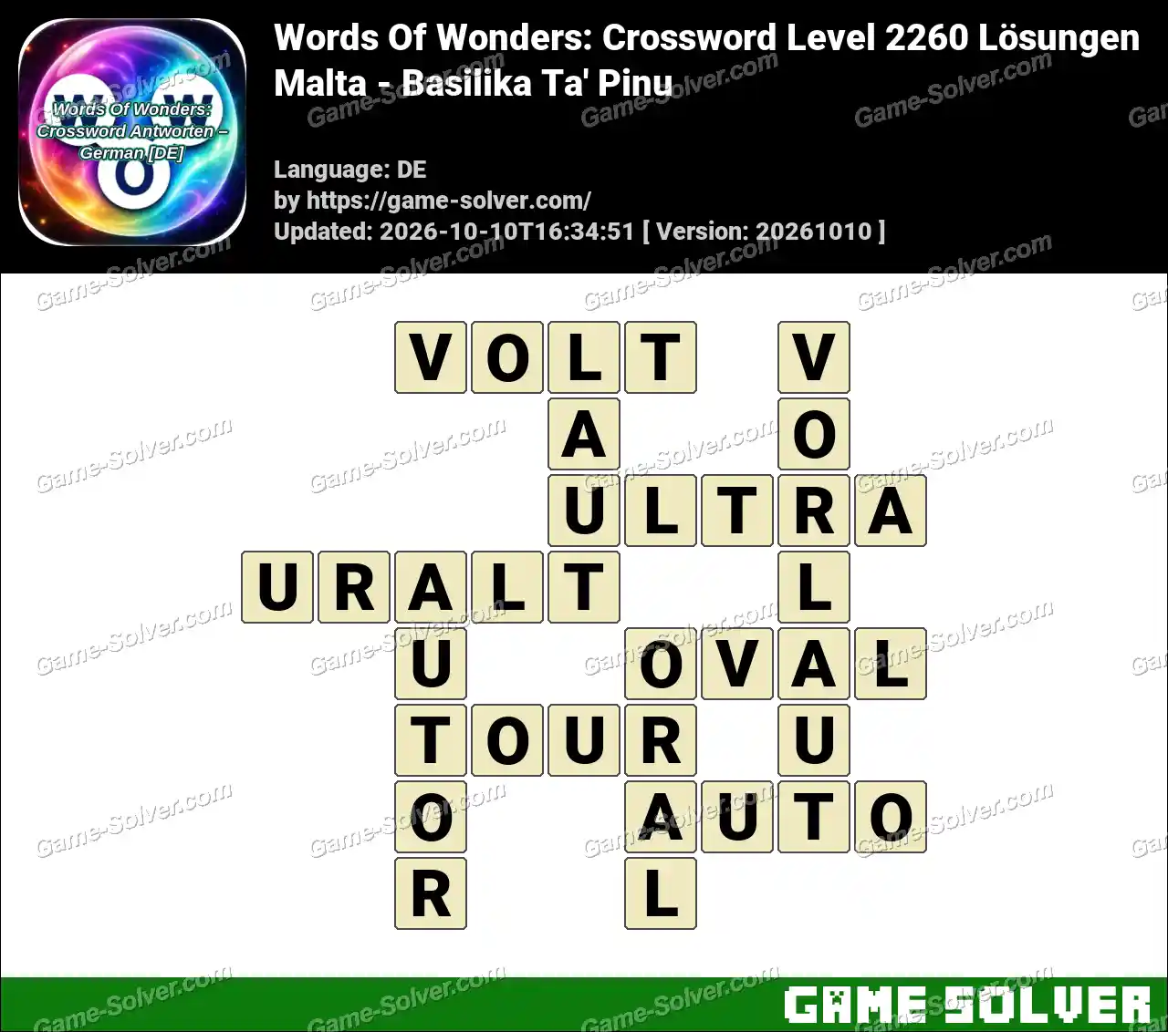Words Of Wonders: Crossword Level 2260 Lösungen – Malta – Basilika Ta’ Pinu